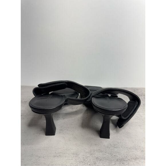 Open Edit Sandals Size 7.5 Qarly Heeled Black Open Square Toe Slip On Heels - Picture 5 of 8